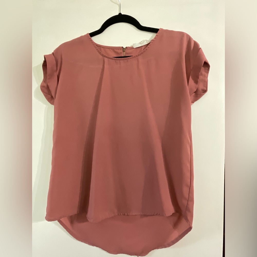 Pink Rose Vintage top with zipper size small